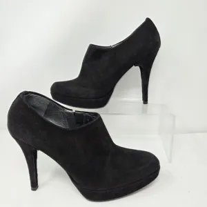 Stuart Weitzman Women's 7.5 Black Leather Ankle Boots High Heels Stiletto18753