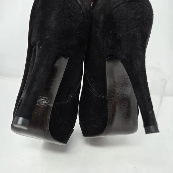 Stuart Weitzman Women's 7.5 Black Leather Ankle Boots High Heels Stiletto18753