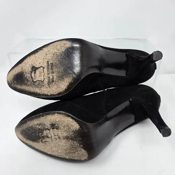 Stuart Weitzman Women's 7.5 Black Leather Ankle Boots High Heels Stiletto18753