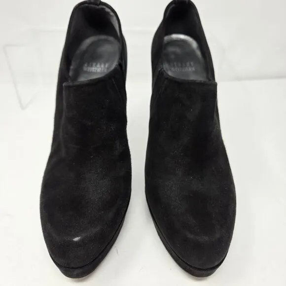 Stuart Weitzman Women's 7.5 Black Leather Ankle Boots High Heels Stiletto18753
