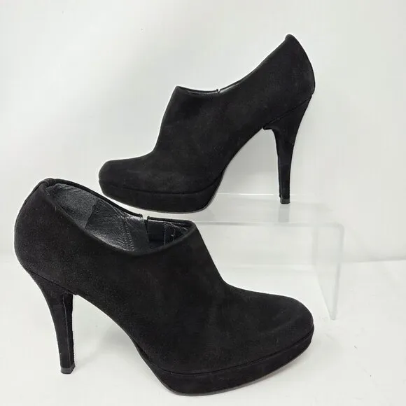 Stuart Weitzman Women's 7.5 Black Leather Ankle Boots High Heels Stiletto18753