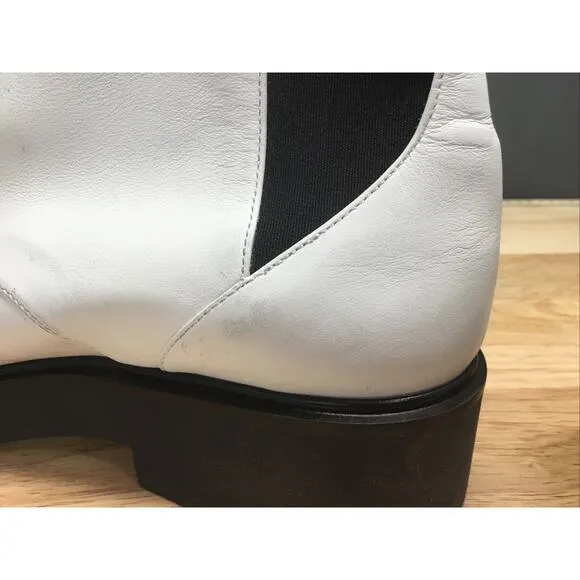 STUART WEITZMAN Women’s 8 Lodge Zip Leather Bootie Boots Shoes White $585