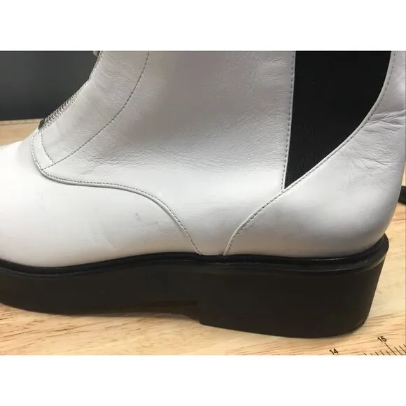 STUART WEITZMAN Women’s 8 Lodge Zip Leather Bootie Boots Shoes White $585