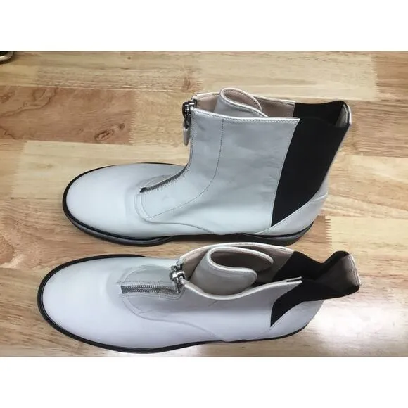 STUART WEITZMAN Women’s 8 Lodge Zip Leather Bootie Boots Shoes White $585