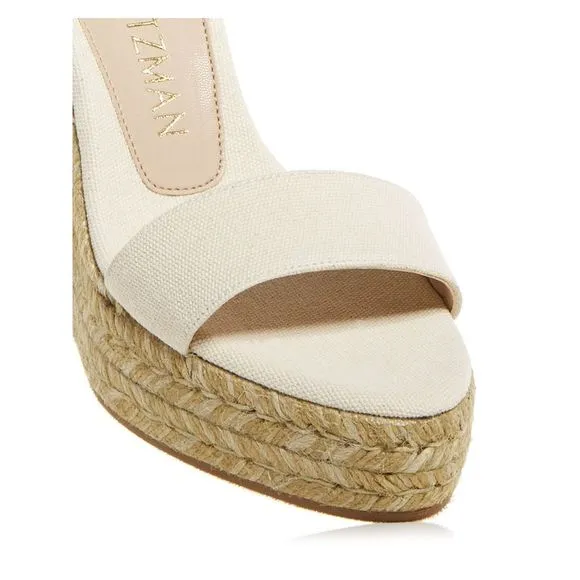STUART WEITZMAN Womens Beige 1&quot; Platform Floria Wedge Espadrille Shoes 9.5 C