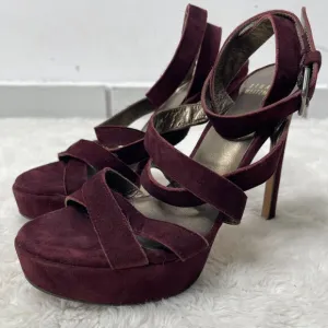 Stuart Weitzman Women's Burgundy Purple Suede Platform Heels Shoes Size 6.5