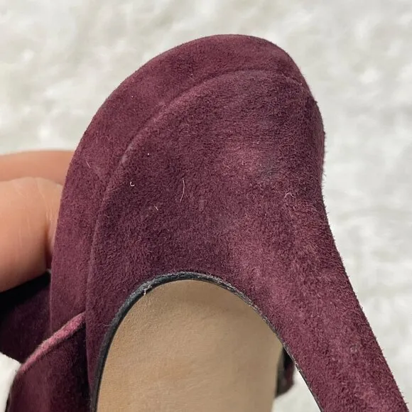Stuart Weitzman Women's Burgundy Purple Suede Platform Heels Shoes Size 6.5
