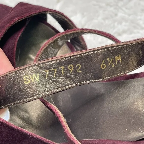 Stuart Weitzman Women's Burgundy Purple Suede Platform Heels Shoes Size 6.5