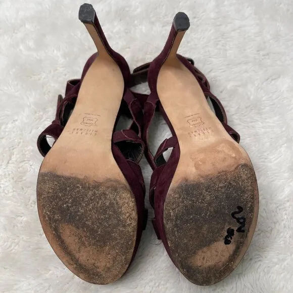 Stuart Weitzman Women's Burgundy Purple Suede Platform Heels Shoes Size 6.5