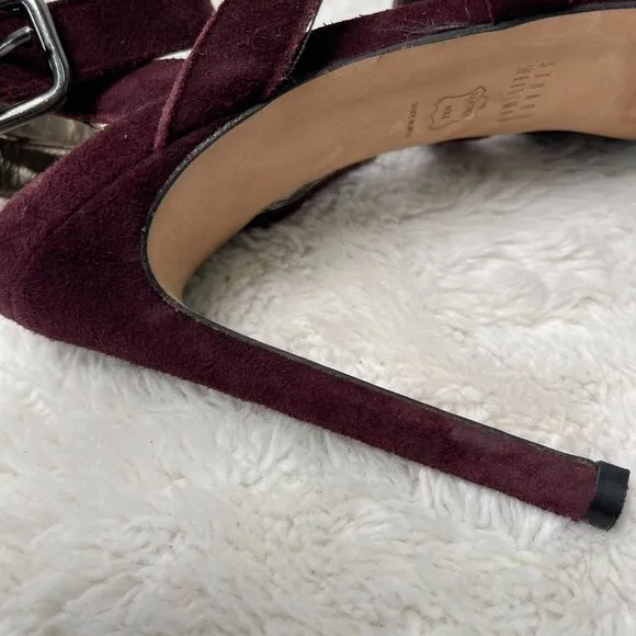 Stuart Weitzman Women's Burgundy Purple Suede Platform Heels Shoes Size 6.5