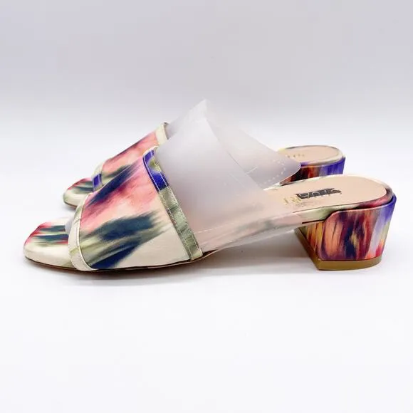 Stuart Weitzman Women's Cayman 35 Tie-Dye Block Heel Block Slide Sandals Size 5B
