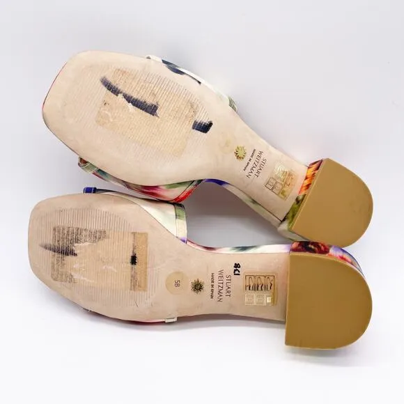 Stuart Weitzman Women's Cayman 35 Tie-Dye Block Heel Block Slide Sandals Size 5B