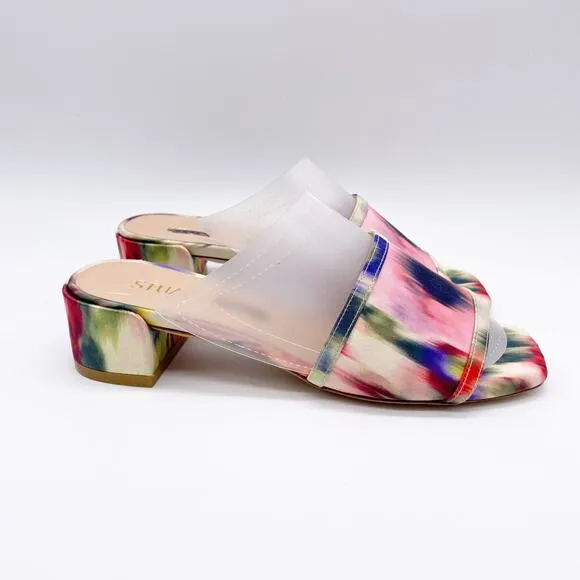 Stuart Weitzman Women's Cayman 35 Tie-Dye Block Heel Block Slide Sandals Size 5B