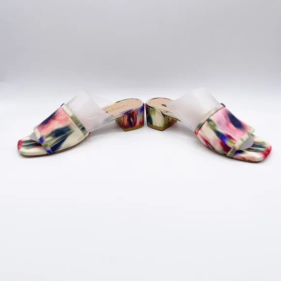 Stuart Weitzman Women's Cayman 35 Tie-Dye Block Heel Block Slide Sandals Size 5B