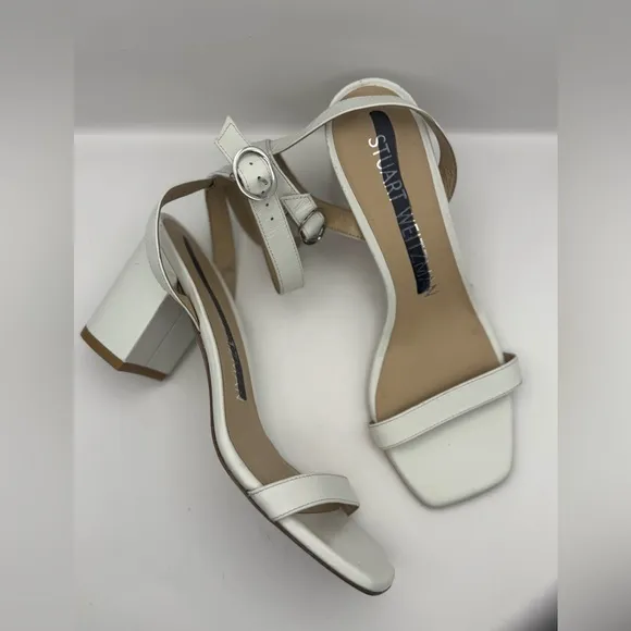Stuart Weitzman Women’s Size 7 Sandals Classic White Block Heels