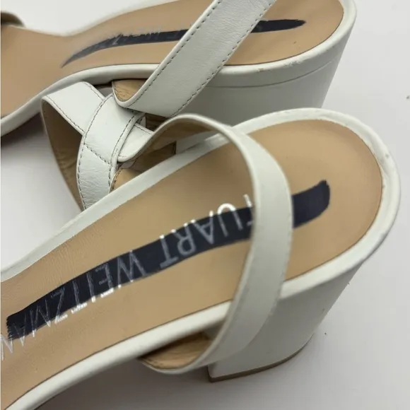 Stuart Weitzman Women’s Size 7 Sandals Classic White Block Heels