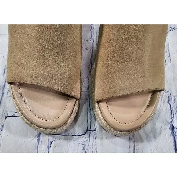 Stuart Weitzman WOMENS SZ 9 Marabella Beige Suede Espadrille Wedge Sandals