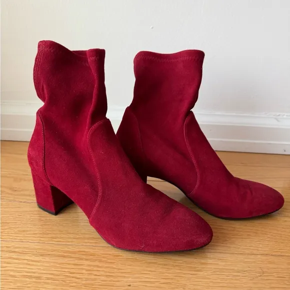 Stuart Weitzman Yuliana Red Suede Ankle Boots (60mm)