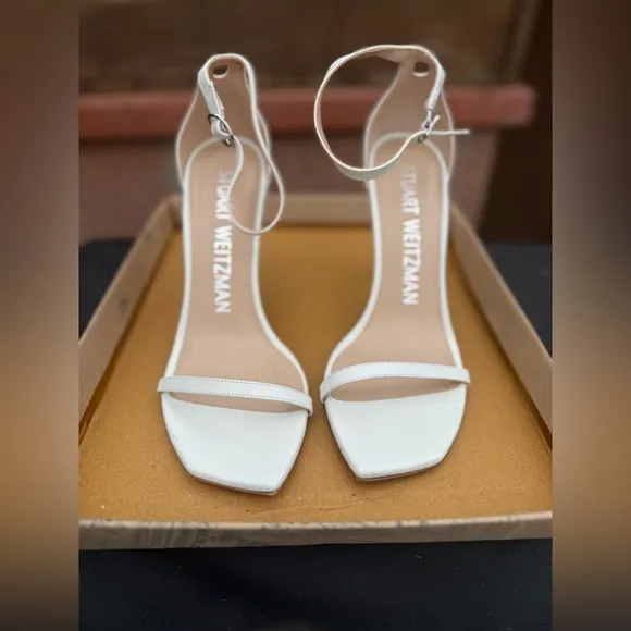 STUART WEITZMANNudistcurve 100 Ankle Strap High Heel Sandals - WhiteSize 7.5