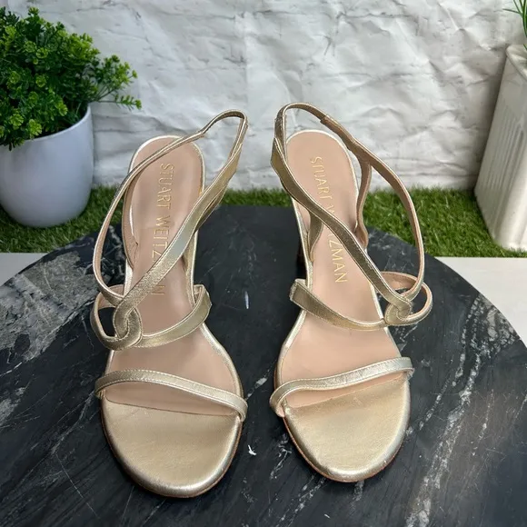 Stuart WeitzmanWomen's Soiree 100 High Heel Sandals Metallic finish size 8