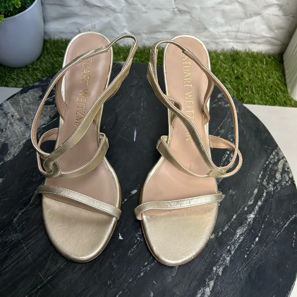 Stuart WeitzmanWomen's Soiree 100 High Heel Sandals Metallic finish size 8
