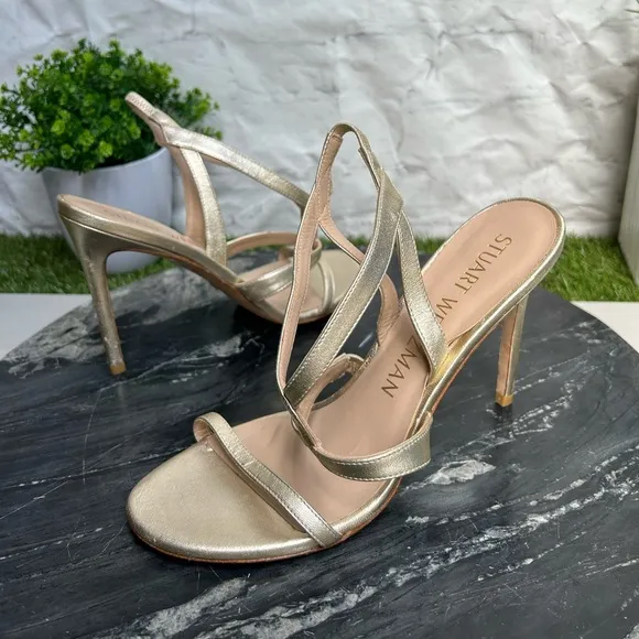 Stuart WeitzmanWomen's Soiree 100 High Heel Sandals Metallic finish size 8