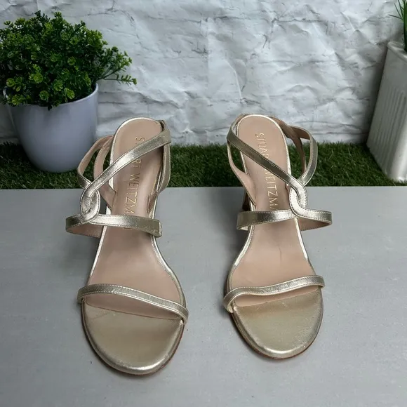 Stuart WeitzmanWomen's Soiree 100 High Heel Sandals Metallic finish size 8