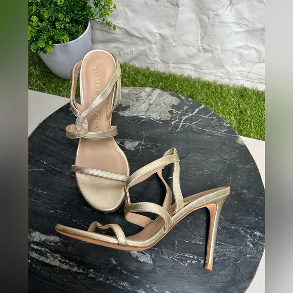 Stuart WeitzmanWomen's Soiree 100 High Heel Sandals Metallic finish size 8