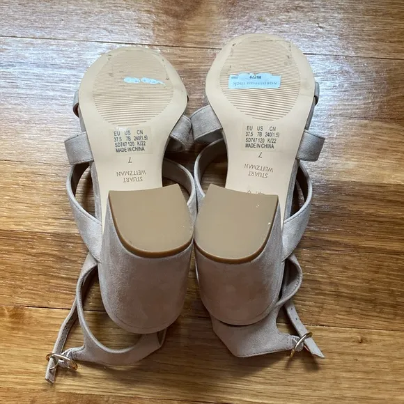 Stuart Weizmann Ave ankle strap block heel sandals