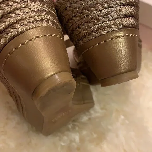 Stuart Weitzman metallic raffia Flatty sandals