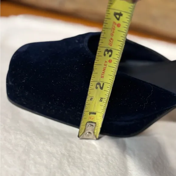 Studio Roma Vintage Blue Velvet Platform Mary Jane Shoes