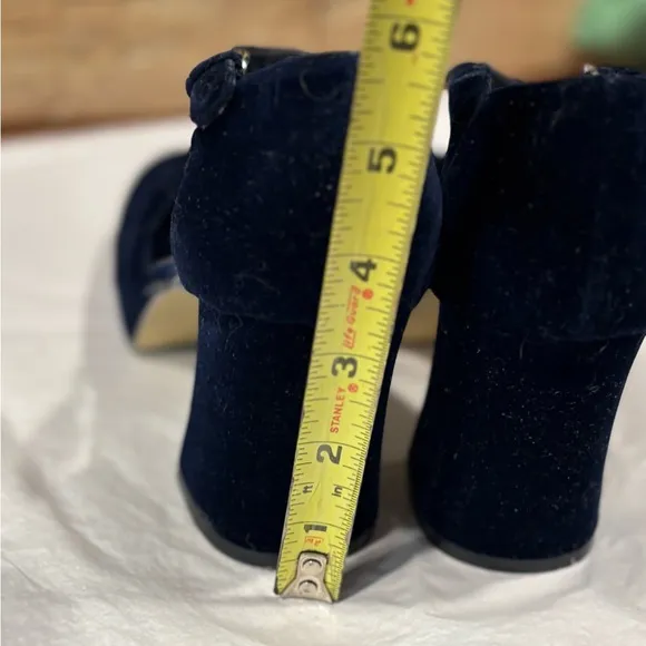 Studio Roma Vintage Blue Velvet Platform Mary Jane Shoes