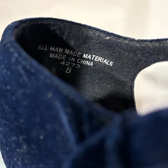 Studio Roma Vintage Blue Velvet Platform Mary Jane Shoes