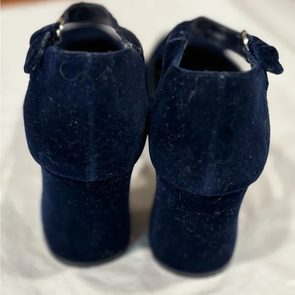 Studio Roma Vintage Blue Velvet Platform Mary Jane Shoes