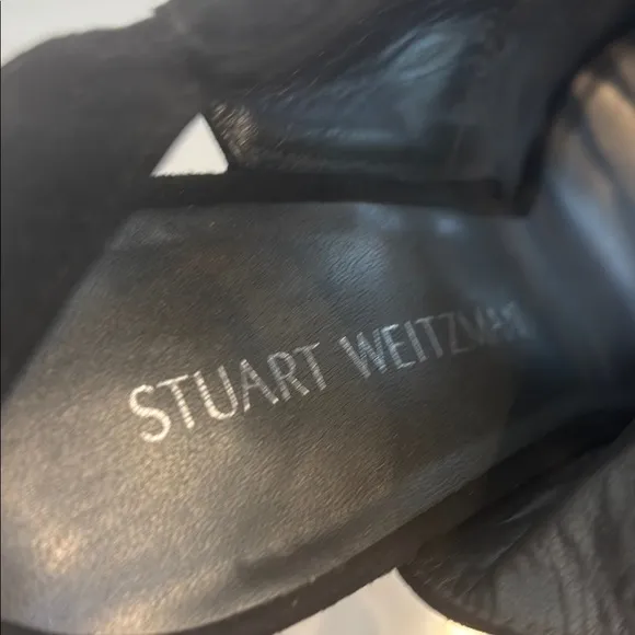 Stunning Stuart Weitzman Mint Black &amp; Gold Women's Suede Platform Heels Worn 1x