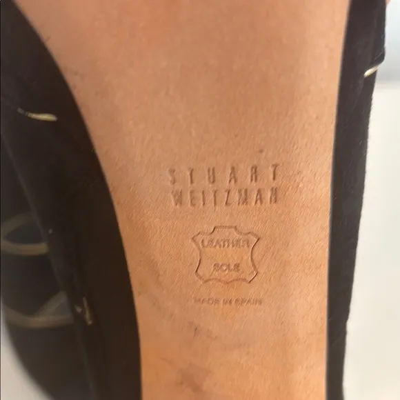Stunning Stuart Weitzman Mint Black &amp; Gold Women's Suede Platform Heels Worn 1x