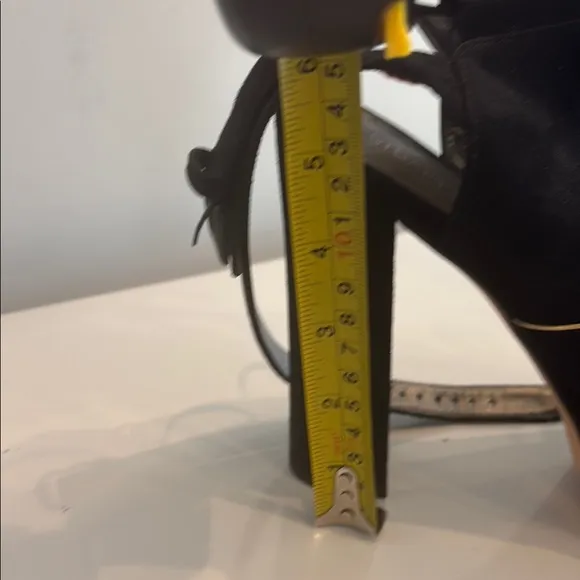 Stunning Stuart Weitzman Mint Black &amp; Gold Women's Suede Platform Heels Worn 1x