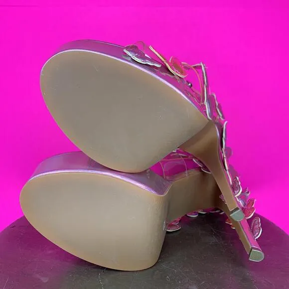 Sugar Thrillz Sweet Butterfly Baby Platform Heels - Holographic Pink Sz 9