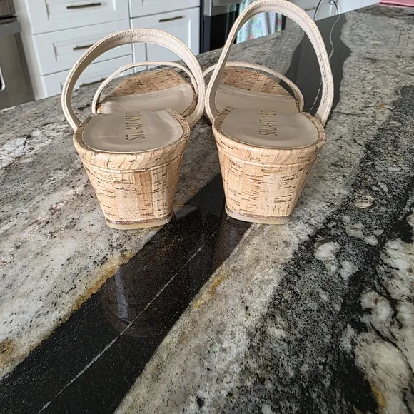 SUPER CLEAN Stuart Weitzman Aleena 50 Wedge Sandals Size 8.5 Tan Suede