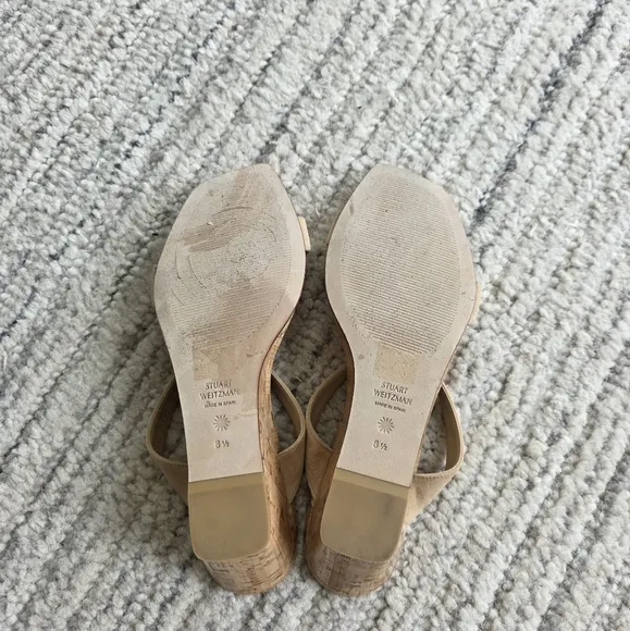 SUPER CLEAN Stuart Weitzman Aleena 50 Wedge Sandals Size 8.5 Tan Suede