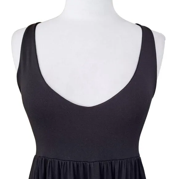 SUSANA MONACO Black Maxi Dress Size Ssmall Open Strappy Back Low Cut High Waist