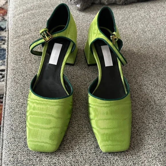 Suzanne Rae Women's Mary Jane Sandal Heel Lime Green Size 36