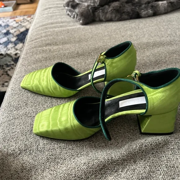 Suzanne Rae Women's Mary Jane Sandal Heel Lime Green Size 36