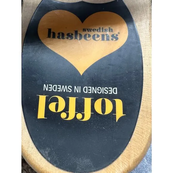Swedish Hasbeens Merci Leather Sandals Black Leather Size 10