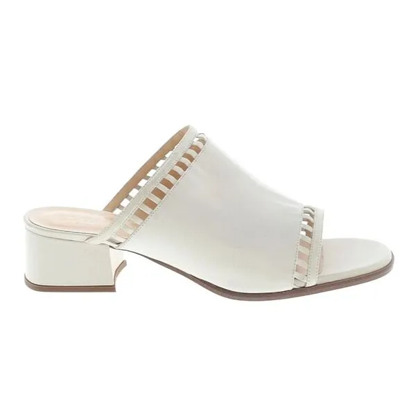 SYLVEN NEW YORK Sage White Leather Block Heel Slide Sandal Size 40