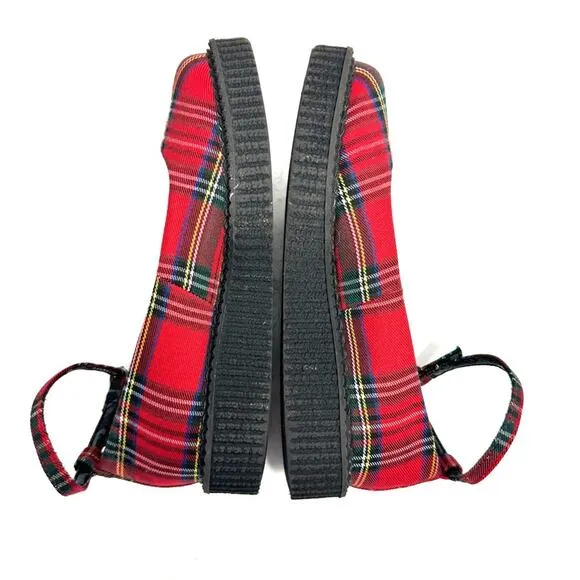 T-U-K Red Plaid Pointed Ballet Creeper Platform Shoes Women’s Size 5