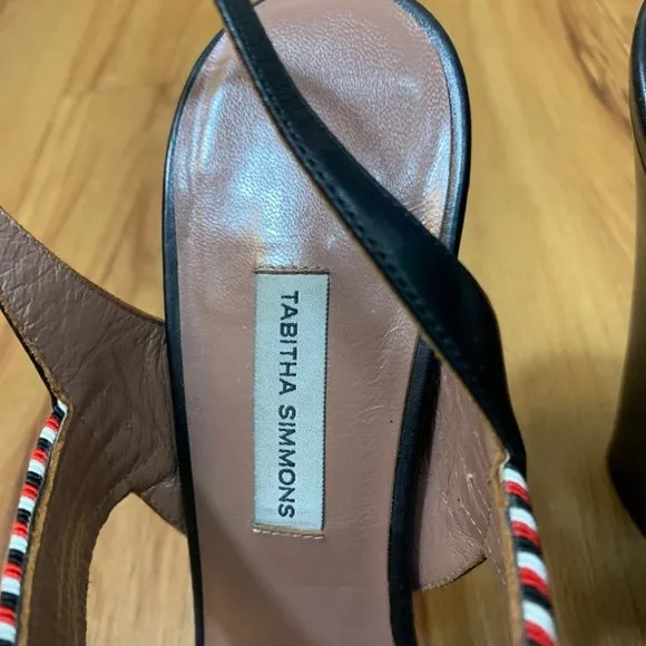 Tabitha Simmons Blk Block Heel Strap Sandals
