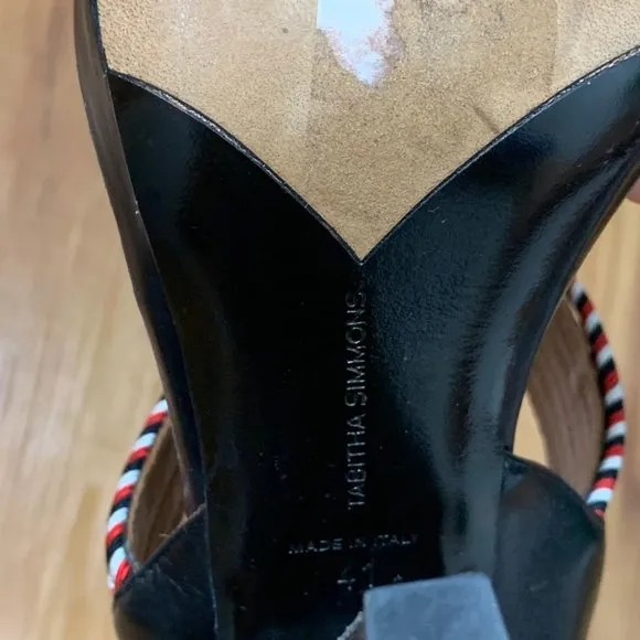 Tabitha Simmons Blk Block Heel Strap Sandals