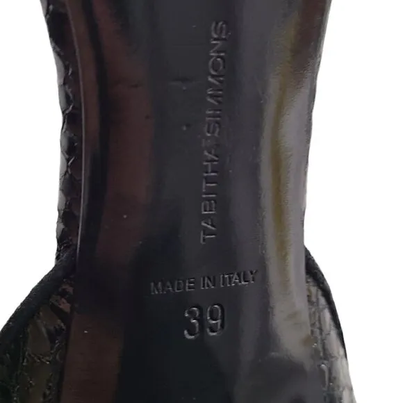 Tabitha Simmons Leticia Black Snakeskin Sandals