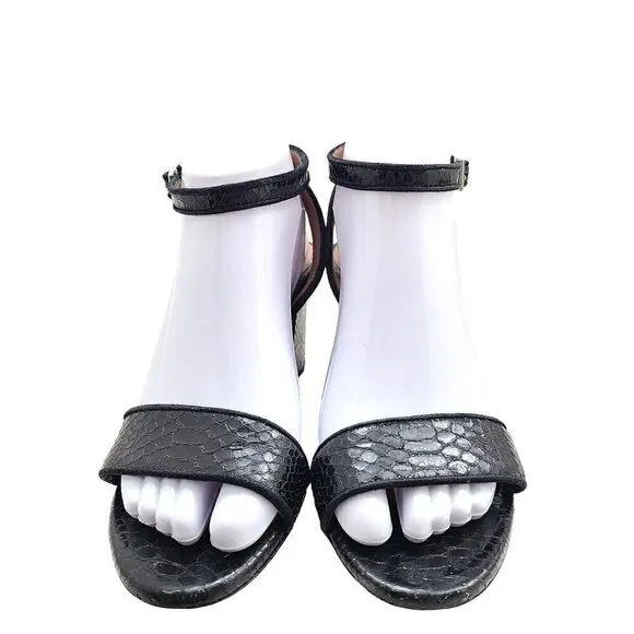 Tabitha Simmons Leticia Black Snakeskin Sandals